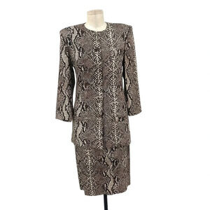 Flora Kung New York Vintage Snakeskin Printed 2-Piece Skirt Suit Set Size 4‎
